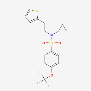 molecular formula C16H16F3NO3S2 B2408600 N-环丙基-N-(2-(噻吩-2-基)乙基)-4-(三氟甲氧基)苯磺酰胺 CAS No. 1396883-68-3