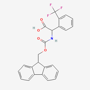 molecular formula C24H18F3NO4 B2408603 2-{[(9H-芴-9-基甲氧羰基)氨基]-2-[2-(三氟甲基)苯基]乙酸} CAS No. 678991-02-1