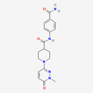 molecular formula C18H21N5O3 B2408605 N-(4-氨基甲酰基苯基)-1-(1-甲基-6-氧代-1,6-二氢吡哒嗪-3-基)哌啶-4-甲酰胺 CAS No. 1421478-26-3