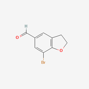 molecular formula C9H7BrO2 B2408613 7-Bromo-2,3-dihydro-1-benzofuran-5-carbaldehyde CAS No. 875551-14-7