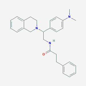molecular formula C28H33N3O B2408647 N-(2-(3,4-dihydroisoquinolin-2(1H)-yl)-2-(4-(dimethylamino)phenyl)ethyl)-3-phenylpropanamide CAS No. 1005297-87-9
