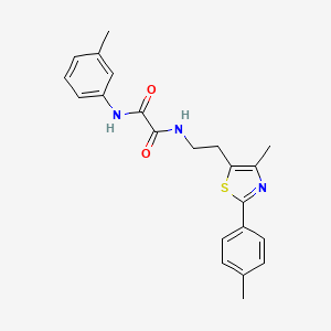 molecular formula C22H23N3O2S B2408662 N1-(2-(4-methyl-2-(p-tolyl)thiazol-5-yl)ethyl)-N2-(m-tolyl)oxalamide CAS No. 894012-70-5