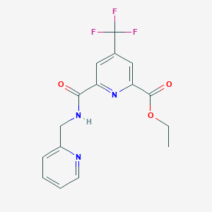 molecular formula C16H14F3N3O3 B2408673 Ethyl 6-{[(2-pyridinylmethyl)amino]carbonyl}-4-(trifluoromethyl)-2-pyridinecarboxylate CAS No. 1210456-49-7