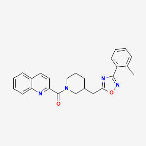 Quinolin-2-yl(3-((3-(o-tolyl)-1,2,4-oxadiazol-5-yl)methyl)piperidin-1-yl)methanone