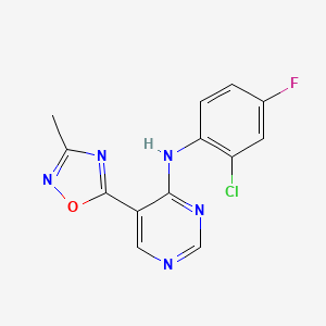 molecular formula C13H9ClFN5O B2408681 N-(2-氯-4-氟苯基)-5-(3-甲基-1,2,4-噁二唑-5-基)嘧啶-4-胺 CAS No. 2034347-30-1