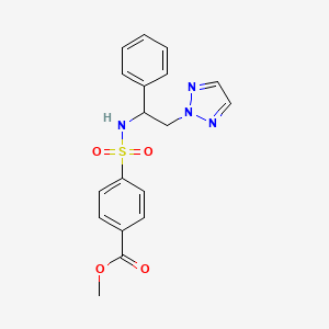 molecular formula C18H18N4O4S B2408683 methyl 4-(N-(1-phenyl-2-(2H-1,2,3-triazol-2-yl)ethyl)sulfamoyl)benzoate CAS No. 2309587-21-9