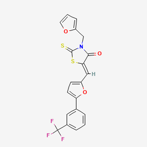 molecular formula C20H12F3NO3S2 B2408693 (Z)-3-(furan-2-ylmethyl)-2-thioxo-5-((5-(3-(trifluoromethyl)phenyl)furan-2-yl)methylene)thiazolidin-4-one CAS No. 608147-05-3