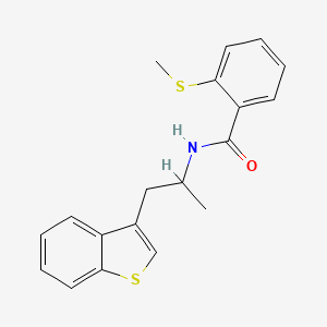 molecular formula C19H19NOS2 B2408695 N-(1-(苯并[b]噻吩-3-基)丙-2-基)-2-(甲硫基)苯甲酰胺 CAS No. 2034566-76-0