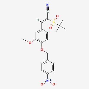 molecular formula C21H22N2O6S B2408699 2-((叔丁基)磺酰基)-3-(3-甲氧基-4-((4-硝基苯基)甲氧基)苯基)丙-2-烯腈 CAS No. 1025667-36-0