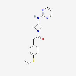 molecular formula C18H22N4OS B2408714 2-(4-(异丙硫基)苯基)-1-(3-(嘧啶-2-基氨基)氮杂环丁-1-基)乙酮 CAS No. 2034420-28-3