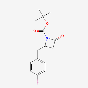 molecular formula C15H18FNO3 B2408715 叔丁基2-(4-氟苄基)-4-氧代氮杂环丁烷-1-羧酸酯 CAS No. 1881329-99-2