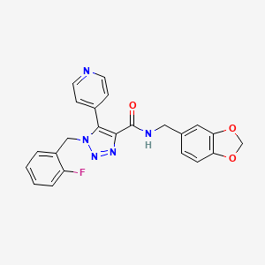 molecular formula C23H18FN5O3 B2408746 N-(1,3-benzodioxol-5-ylmethyl)-1-(2-fluorobenzyl)-5-pyridin-4-yl-1H-1,2,3-triazole-4-carboxamide CAS No. 1798673-44-5