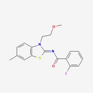 molecular formula C18H17IN2O2S B2408747 (Z)-2-iodo-N-(3-(2-methoxyethyl)-6-methylbenzo[d]thiazol-2(3H)-ylidene)benzamide CAS No. 864975-06-4
