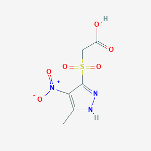 molecular formula C6H7N3O6S B2408749 [(3-methyl-4-nitro-1H-pyrazol-5-yl)sulfonyl]acetic acid CAS No. 1046469-57-1