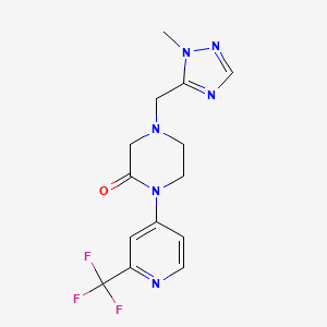 molecular formula C14H15F3N6O B2408760 4-[(2-Methyl-1,2,4-triazol-3-yl)methyl]-1-[2-(trifluoromethyl)pyridin-4-yl]piperazin-2-one CAS No. 2380167-92-8