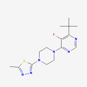 molecular formula C15H21FN6S B2408765 2-[4-(6-Tert-butyl-5-fluoropyrimidin-4-yl)piperazin-1-yl]-5-methyl-1,3,4-thiadiazole CAS No. 2380072-11-5