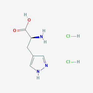 molecular formula C6H11Cl2N3O2 B2408774 (2S)-2-氨基-3-(1H-吡唑-4-基)丙酸；二盐酸盐 CAS No. 2418594-06-4