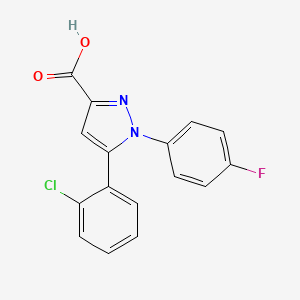 molecular formula C16H10ClFN2O2 B2408800 5-(2-氯苯基)-1-(4-氟苯基)-1H-吡唑-3-羧酸 CAS No. 477712-06-4