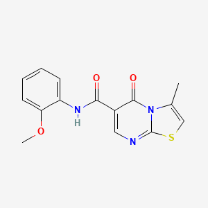 molecular formula C15H13N3O3S B2408829 N-(2-methoxyphenyl)-3-methyl-5-oxo-5H-[1,3]thiazolo[3,2-a]pyrimidine-6-carboxamide CAS No. 851945-16-9