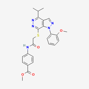 molecular formula C25H25N5O4S B2408833 methyl 4-(2-((4-isopropyl-1-(2-methoxyphenyl)-1H-pyrazolo[3,4-d]pyridazin-7-yl)thio)acetamido)benzoate CAS No. 1105204-88-3