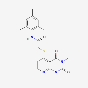 molecular formula C20H22N4O3S B2408838 2-(1,3-dimethyl-2,4-dioxopyrido[2,3-d]pyrimidin-5-yl)sulfanyl-N-(2,4,6-trimethylphenyl)acetamide CAS No. 900005-36-9