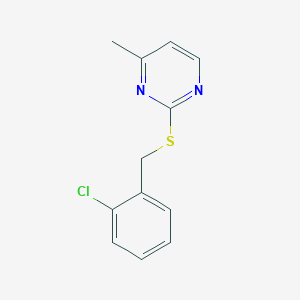 molecular formula C12H11ClN2S B2408845 2-[(2-氯苯基)甲硫基]-4-甲基嘧啶 CAS No. 677754-72-2