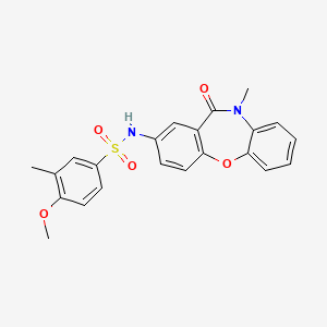 molecular formula C22H20N2O5S B2408851 4-methoxy-3-methyl-N-(10-methyl-11-oxo-10,11-dihydrodibenzo[b,f][1,4]oxazepin-2-yl)benzenesulfonamide CAS No. 922061-49-2