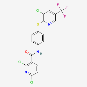molecular formula C18H9Cl3F3N3OS B2408855 2,6-dichloro-N-[4-[3-chloro-5-(trifluoromethyl)pyridin-2-yl]sulfanylphenyl]pyridine-3-carboxamide CAS No. 1024232-31-2