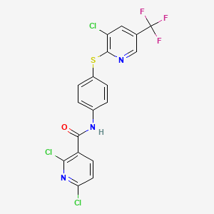 molecular formula C18H9Cl3F3N3OS B2408855 2,6-二氯-N-[4-[3-氯-5-(三氟甲基)吡啶-2-基]硫代苯基]吡啶-3-甲酰胺 CAS No. 1024232-31-2