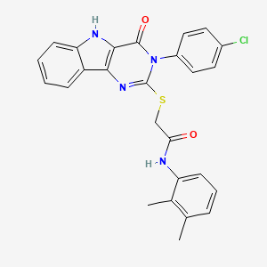 molecular formula C26H21ClN4O2S B2408871 2-[[3-(4-chlorophenyl)-4-oxo-5H-pyrimido[5,4-b]indol-2-yl]sulfanyl]-N-(2,3-dimethylphenyl)acetamide CAS No. 536714-74-6
