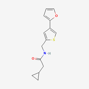 molecular formula C14H15NO2S B2408881 2-Cyclopropyl-N-[[4-(furan-2-yl)thiophen-2-yl]methyl]acetamide CAS No. 2379972-96-8