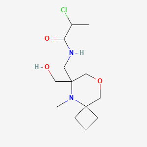 molecular formula C13H23ClN2O3 B2408882 2-Chloro-N-[[6-(hydroxymethyl)-5-methyl-8-oxa-5-azaspiro[3.5]nonan-6-yl]methyl]propanamide CAS No. 2411249-65-3