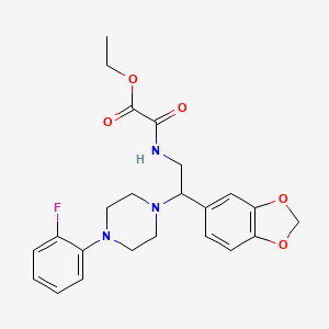 molecular formula C23H26FN3O5 B2408883 Ethyl 2-((2-(benzo[d][1,3]dioxol-5-yl)-2-(4-(2-fluorophenyl)piperazin-1-yl)ethyl)amino)-2-oxoacetate CAS No. 896364-75-3