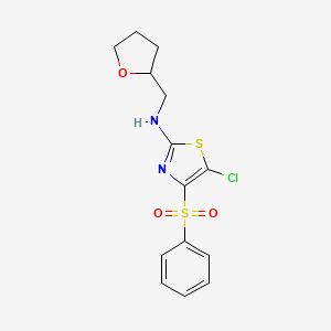 molecular formula C14H15ClN2O3S2 B2408889 5-chloro-4-(phenylsulfonyl)-N-((tetrahydrofuran-2-yl)methyl)thiazol-2-amine CAS No. 852711-89-8