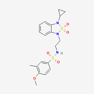 molecular formula C19H23N3O5S2 B2408892 N-[2-(3-cyclopropyl-2,2-dioxo-1,3-dihydro-2lambda6,1,3-benzothiadiazol-1-yl)ethyl]-4-methoxy-3-methylbenzene-1-sulfonamide CAS No. 2097926-96-8