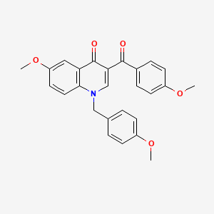 molecular formula C26H23NO5 B2408897 6-methoxy-3-(4-methoxybenzoyl)-1-(4-methoxybenzyl)quinolin-4(1H)-one CAS No. 904451-58-7
