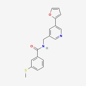 molecular formula C18H16N2O2S B2408901 N-((5-(furan-2-yl)pyridin-3-yl)methyl)-3-(methylthio)benzamide CAS No. 2034315-27-8