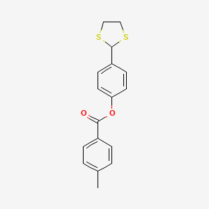 molecular formula C17H16O2S2 B2408909 4-(1,3-Dithiolan-2-yl)phenyl 4-methylbenzoate CAS No. 298215-41-5