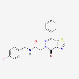 molecular formula C21H17FN4O2S B2408911 N-(4-fluorobenzyl)-2-(2-methyl-4-oxo-7-phenylthiazolo[4,5-d]pyridazin-5(4H)-yl)acetamide CAS No. 941942-48-9