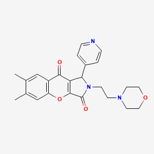 molecular formula C24H25N3O4 B2408917 6,7-Dimethyl-2-(2-morpholinoethyl)-1-(pyridin-4-yl)-1,2-dihydrochromeno[2,3-c]pyrrole-3,9-dione CAS No. 886162-96-5