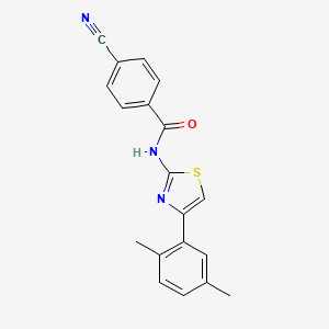 molecular formula C19H15N3OS B2408919 4-cyano-N-[4-(2,5-dimethylphenyl)-1,3-thiazol-2-yl]benzamide CAS No. 312917-57-0