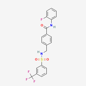 molecular formula C21H16F4N2O3S B2408926 N-(2-氟苯基)-4-{[3-(三氟甲基)苯磺酰胺]甲基}苯甲酰胺 CAS No. 690245-25-1