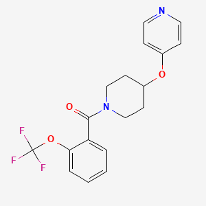 molecular formula C18H17F3N2O3 B2408939 (4-(Pyridin-4-yloxy)piperidin-1-yl)(2-(trifluoromethoxy)phenyl)methanone CAS No. 2034365-19-8