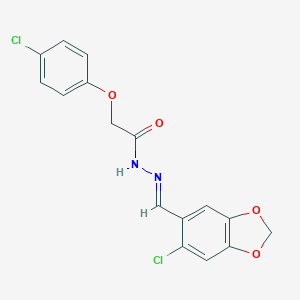 molecular formula C16H12Cl2N2O4 B240894 N'-[(E)-(6-chloro-1,3-benzodioxol-5-yl)methylidene]-2-(4-chlorophenoxy)acetohydrazide 