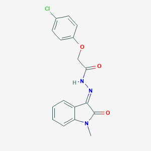 molecular formula C17H14ClN3O3 B240895 2-(4-chlorophenoxy)-N-[(E)-(1-methyl-2-oxoindol-3-ylidene)amino]acetamide 