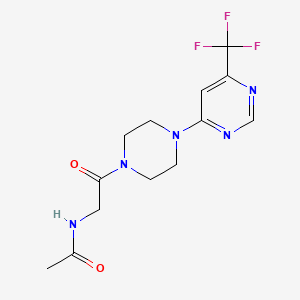 molecular formula C13H16F3N5O2 B2408958 N-(2-oxo-2-(4-(6-(trifluoromethyl)pyrimidin-4-yl)piperazin-1-yl)ethyl)acetamide CAS No. 2034441-18-2