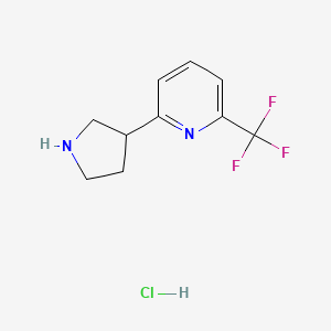 molecular formula C10H12ClF3N2 B2408964 2-Pyrrolidin-3-yl-6-(trifluoromethyl)pyridine;hydrochloride CAS No. 2337333-95-4