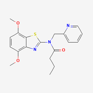 molecular formula C19H21N3O3S B2408968 N-(4,7-二甲氧基苯并[d]噻唑-2-基)-N-(吡啶-2-基甲基)丁酰胺 CAS No. 922954-36-7