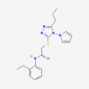 molecular formula C19H23N5OS B2408975 N-(2-ethylphenyl)-2-{[5-propyl-4-(1H-pyrrol-1-yl)-4H-1,2,4-triazol-3-yl]sulfanyl}acetamide CAS No. 896301-90-9