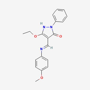 molecular formula C19H19N3O3 B2408986 5-ethoxy-4-[(4-methoxyanilino)methylene]-2-phenyl-2,4-dihydro-3H-pyrazol-3-one CAS No. 338750-99-5
